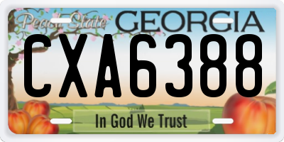 GA license plate CXA6388