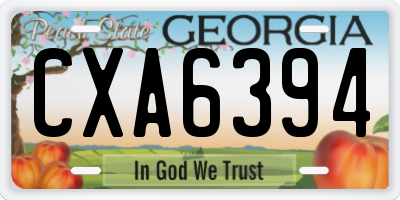 GA license plate CXA6394