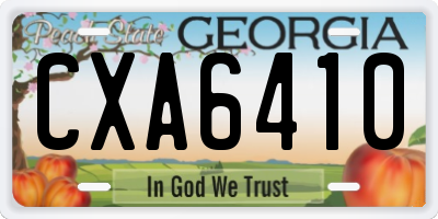GA license plate CXA6410