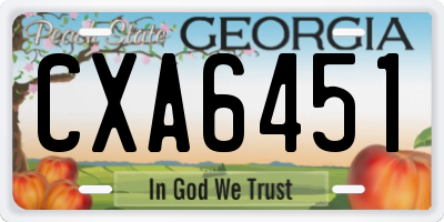 GA license plate CXA6451