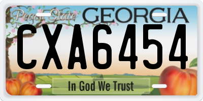 GA license plate CXA6454