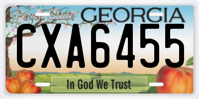 GA license plate CXA6455