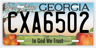 GA license plate CXA6502