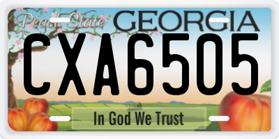 GA license plate CXA6505