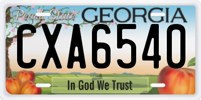 GA license plate CXA6540