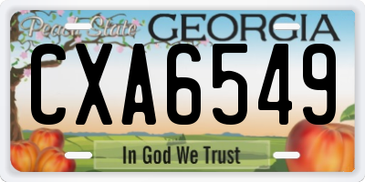 GA license plate CXA6549