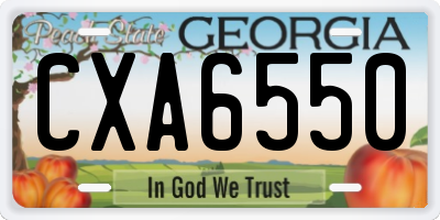 GA license plate CXA6550