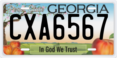GA license plate CXA6567