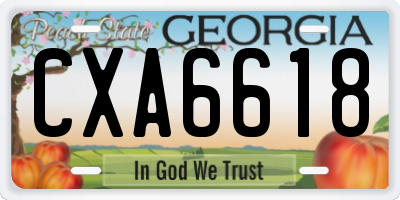 GA license plate CXA6618
