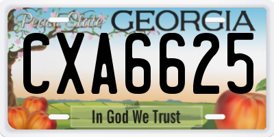 GA license plate CXA6625