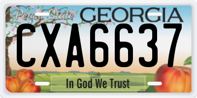 GA license plate CXA6637
