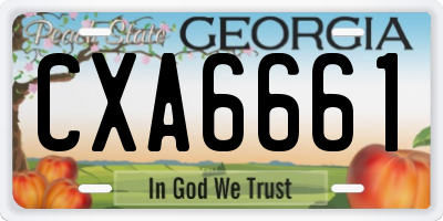 GA license plate CXA6661