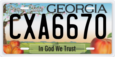 GA license plate CXA6670