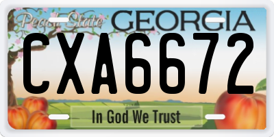 GA license plate CXA6672
