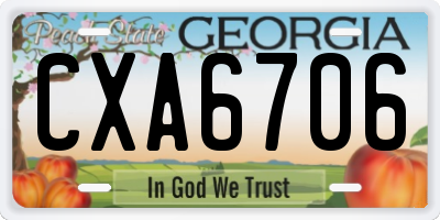 GA license plate CXA6706