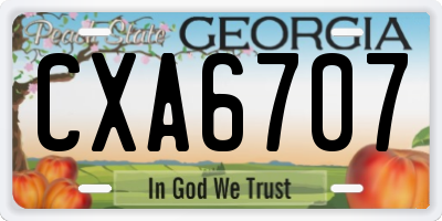 GA license plate CXA6707