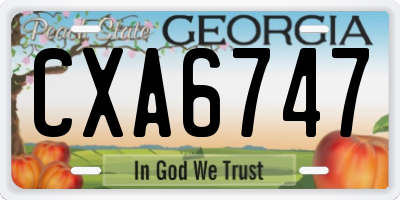 GA license plate CXA6747