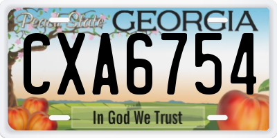 GA license plate CXA6754