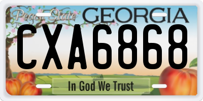 GA license plate CXA6868