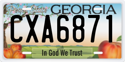 GA license plate CXA6871