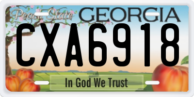 GA license plate CXA6918