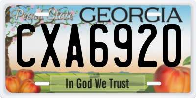 GA license plate CXA6920