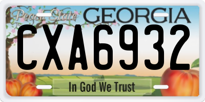 GA license plate CXA6932