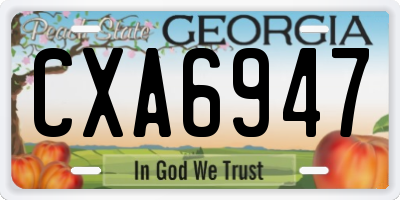 GA license plate CXA6947