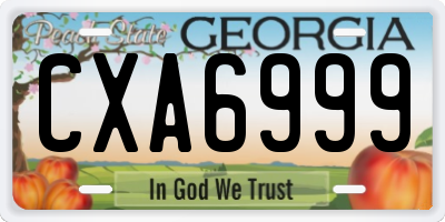 GA license plate CXA6999