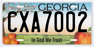 GA license plate CXA7002