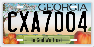 GA license plate CXA7004