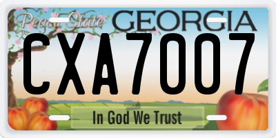 GA license plate CXA7007