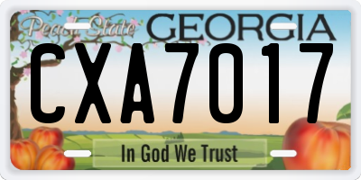 GA license plate CXA7017