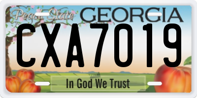 GA license plate CXA7019