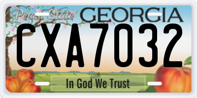 GA license plate CXA7032