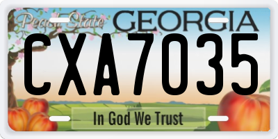 GA license plate CXA7035