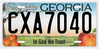 GA license plate CXA7040