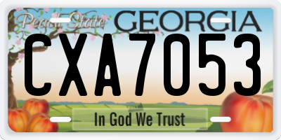 GA license plate CXA7053