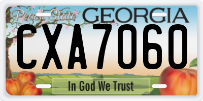 GA license plate CXA7060