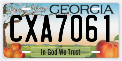 GA license plate CXA7061