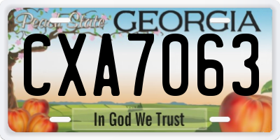 GA license plate CXA7063