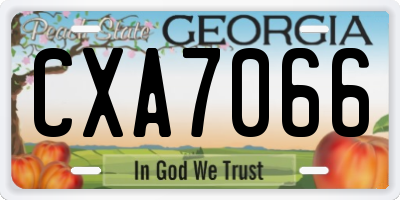 GA license plate CXA7066