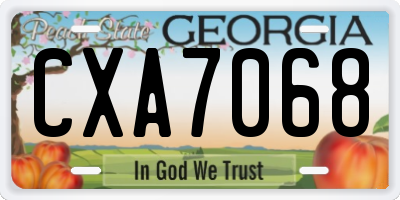 GA license plate CXA7068