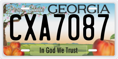 GA license plate CXA7087