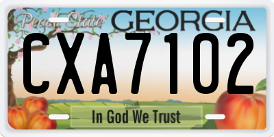 GA license plate CXA7102