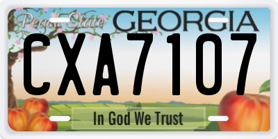 GA license plate CXA7107