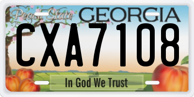 GA license plate CXA7108
