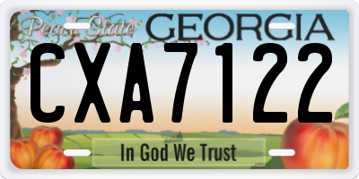 GA license plate CXA7122