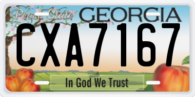GA license plate CXA7167