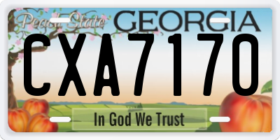 GA license plate CXA7170